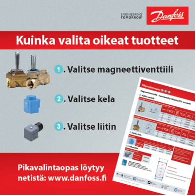 Danfoss magneettiventtiilit valinta